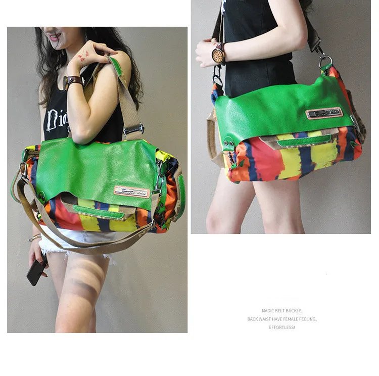 Women Leather Canvas Shoulder Bag Crossbody 2024