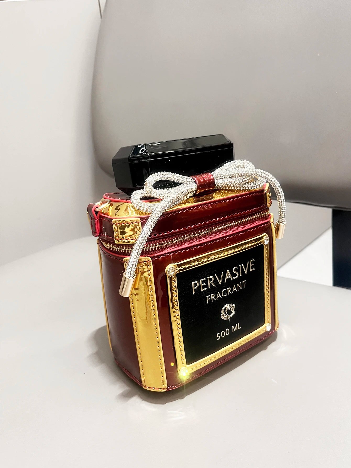 Perfume Bottle Shape Evening Clutch Bag – Rhinestone Purse