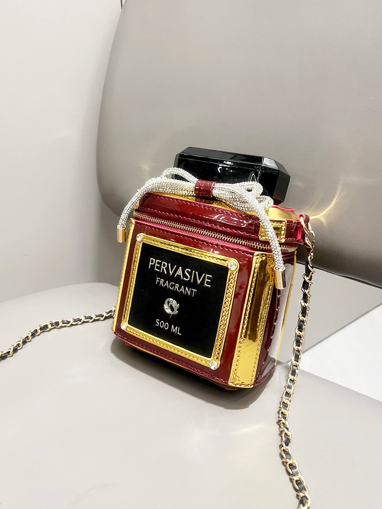 Perfume Bottle Shape Evening Clutch Bag – Rhinestone Purse