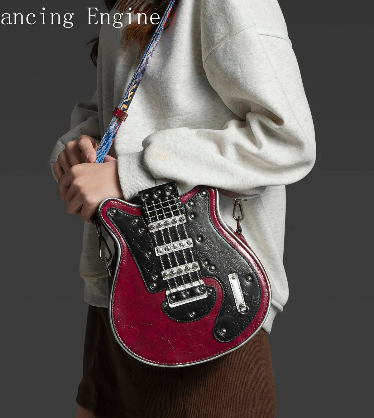 Luxury Guitar Shape Leather Shoulder Bag