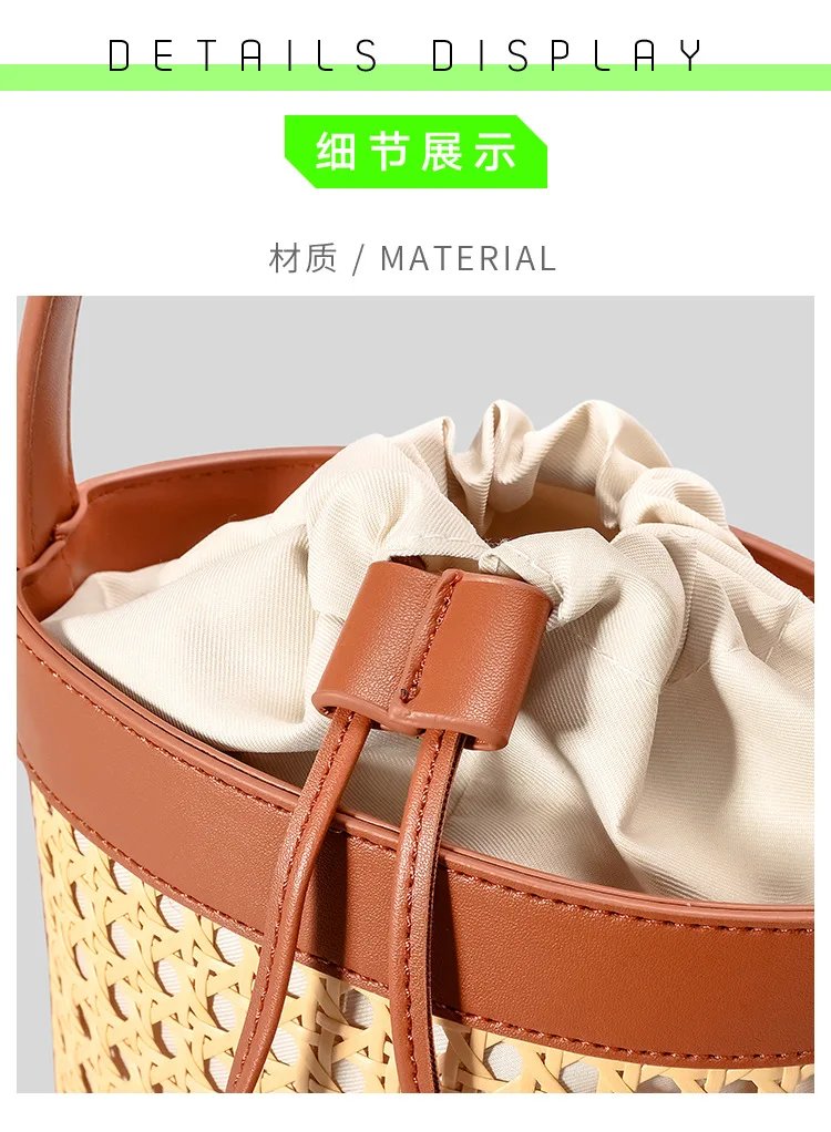 Wicker Bucket Bag – Women’s Summer Luxury Handbag