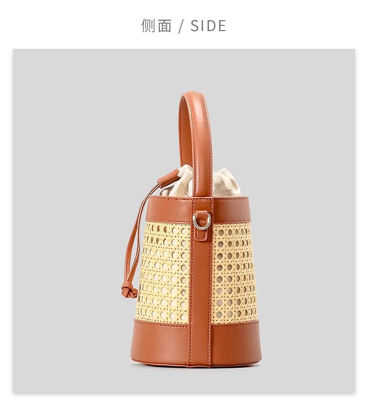Wicker Bucket Bag – Women’s Summer Luxury Handbag