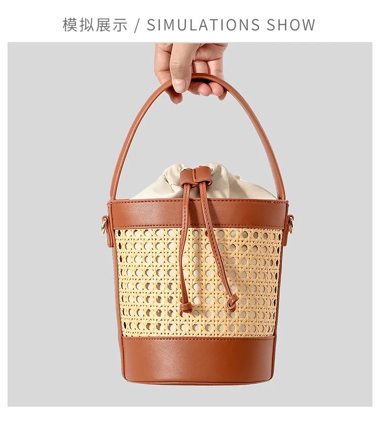 Wicker Bucket Bag – Women’s Summer Luxury Handbag