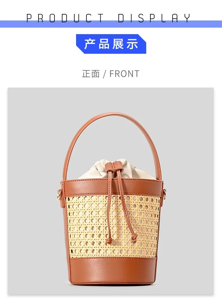 Wicker Bucket Bag – Women’s Summer Luxury Handbag