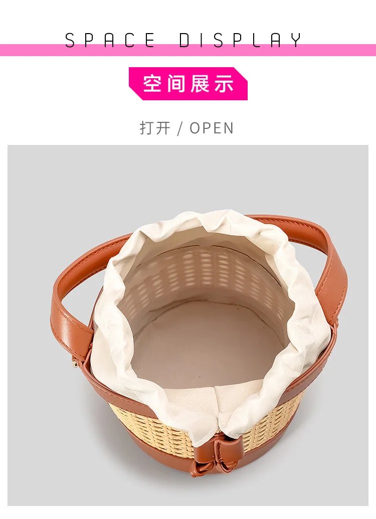 Wicker Bucket Bag – Women’s Summer Luxury Handbag