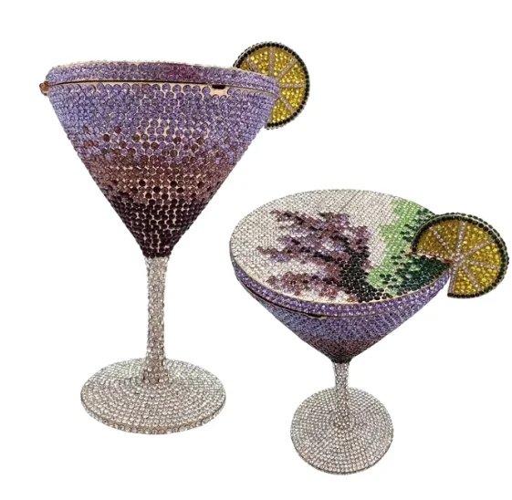 Crystal Martini Glass Evening Clutch Bag