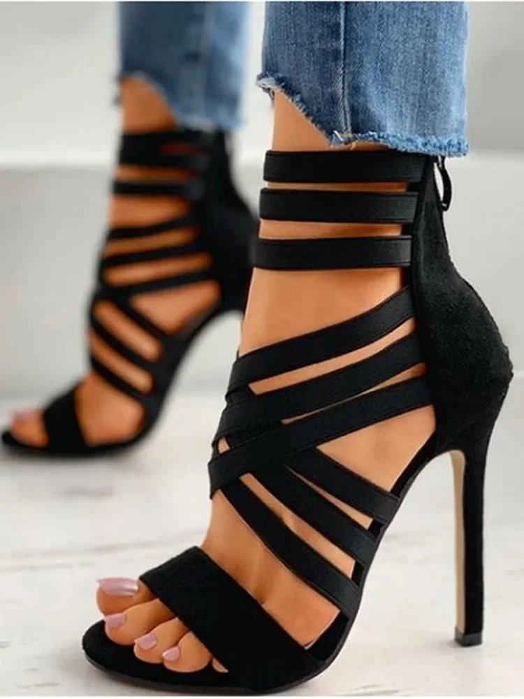 Black Gladiator High Heel Sandals for Women