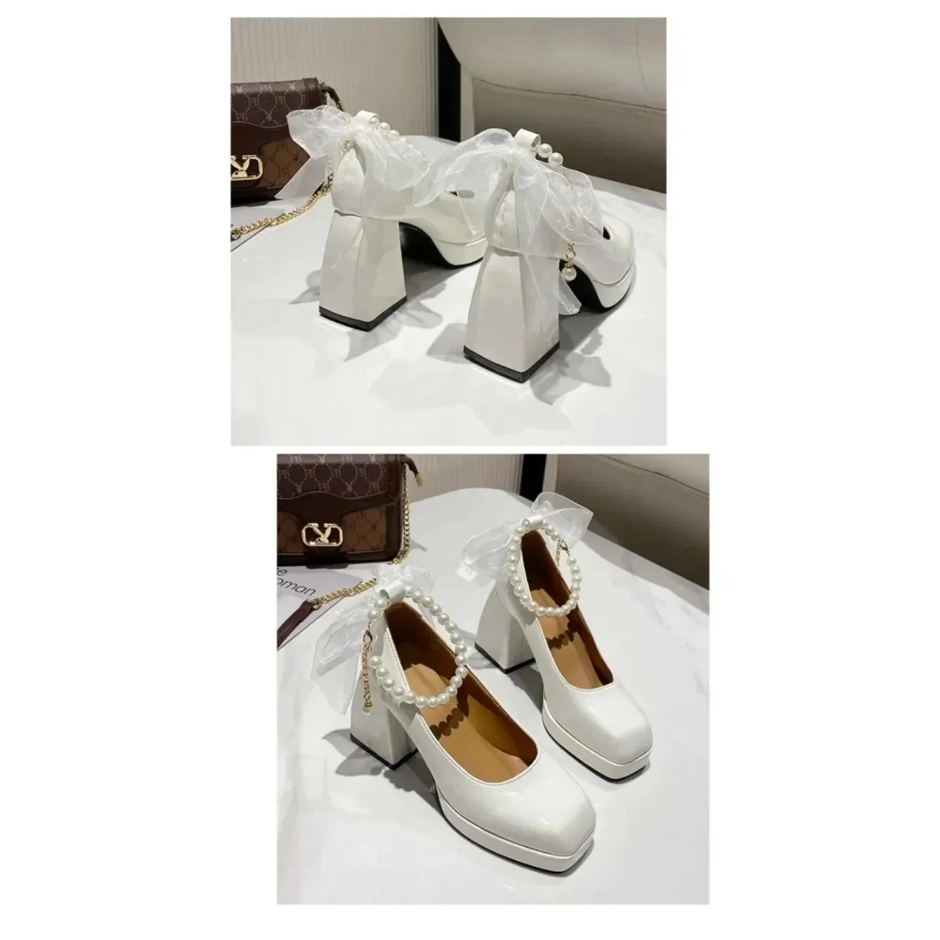 Women White Mary Jane Platform Heels Pumps Women White Mary Jane Platform Heels Pumps