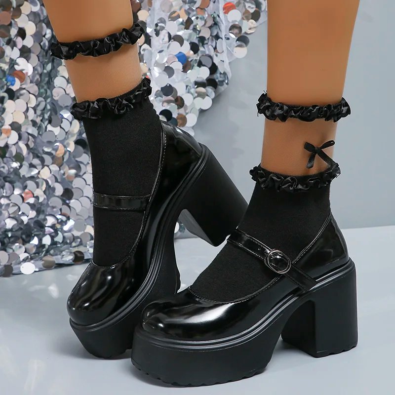 Plus Size Lolita Platform Heels with Ankle Strap