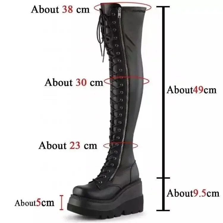 Black Gothic Platform Over The Knee Boots Women