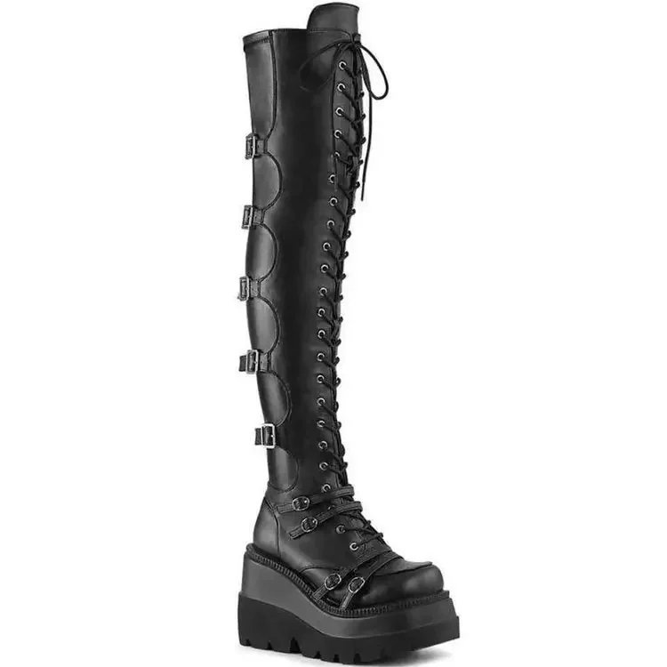 Black Gothic Platform Over The Knee Boots Women