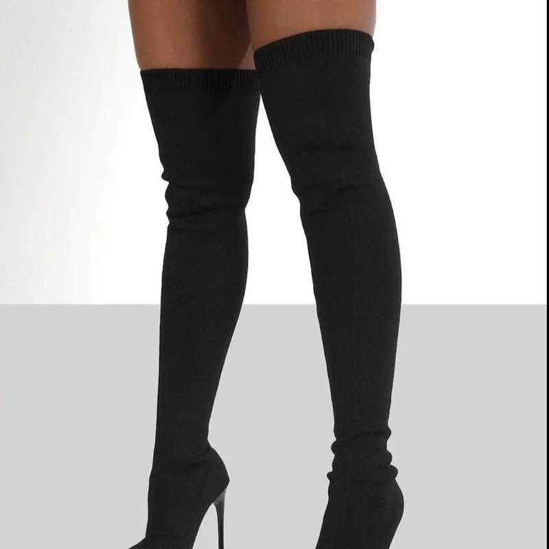 “Over the Knee High Heel Sock Boots for Women” “Over the Knee High Heel Sock Boots for Women”