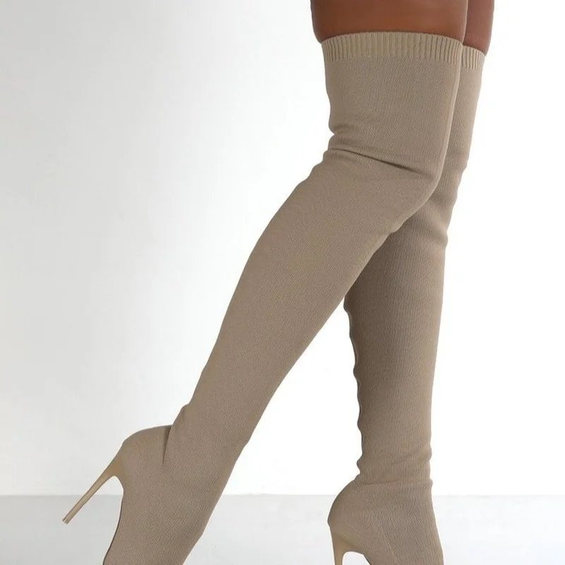 “Over the Knee High Heel Sock Boots for Women” “Over the Knee High Heel Sock Boots for Women”
