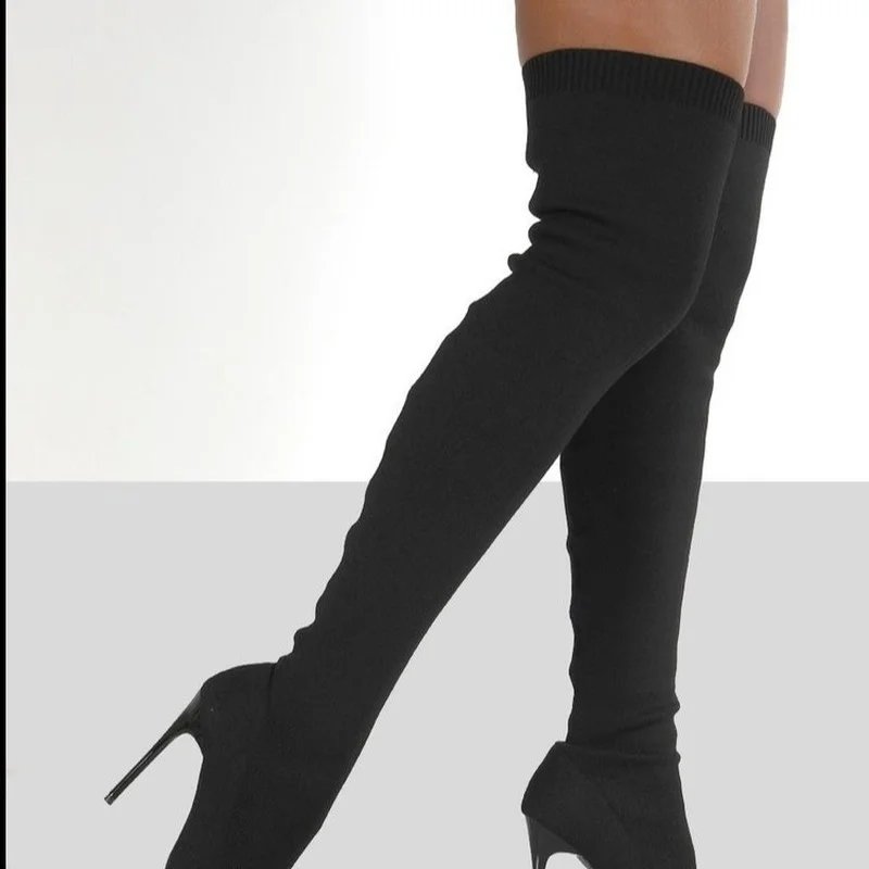 “Over the Knee High Heel Sock Boots for Women” “Over the Knee High Heel Sock Boots for Women”