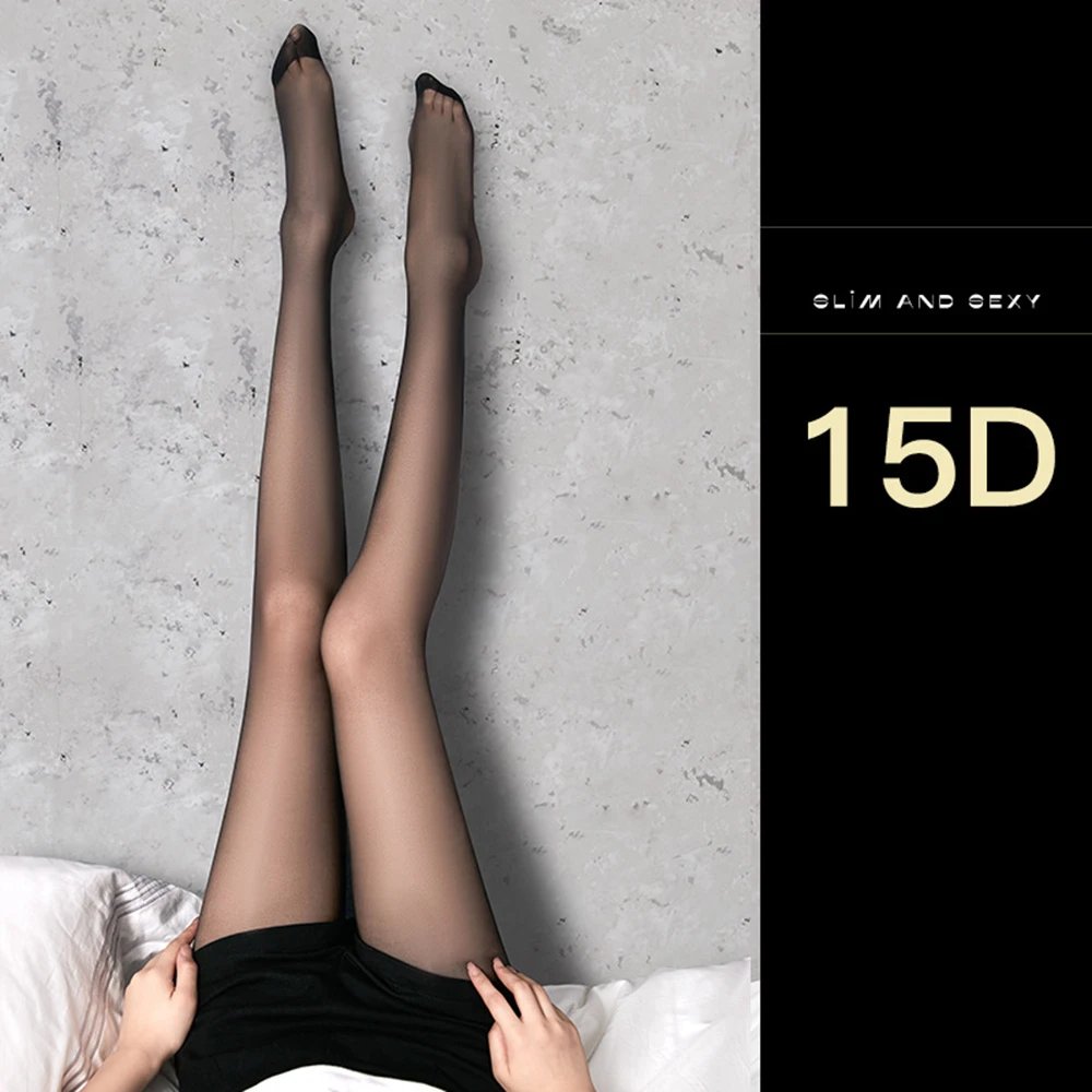 See Through Sheer Black Pantyhose for Women 15D