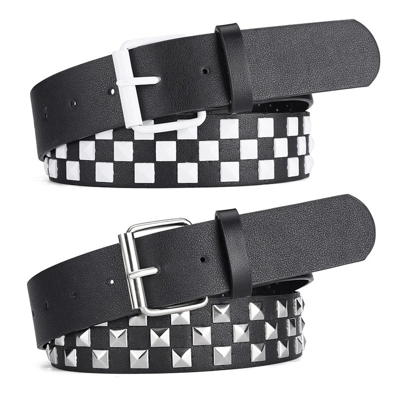 Y2K Punk Studded Belt for Women – Trendy Pin Buckle