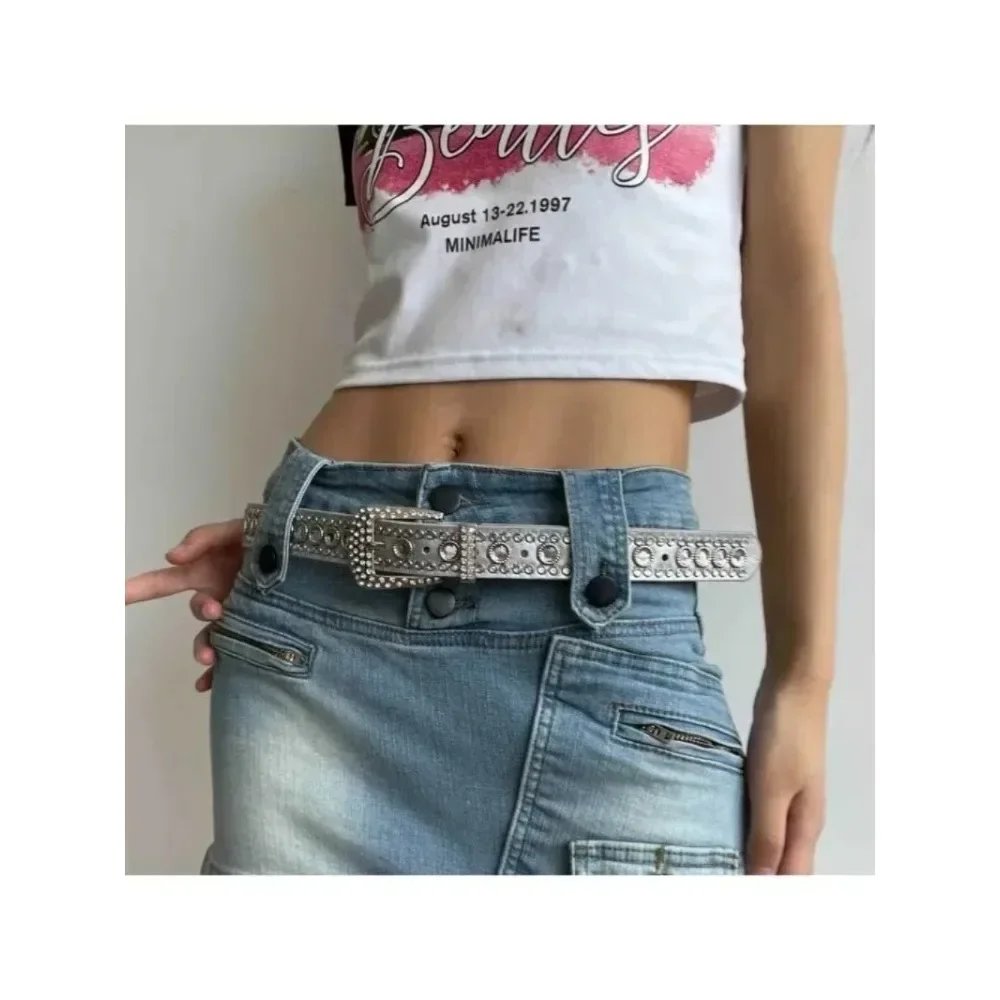 Y2K Rhinestone Studded Belt for Women
