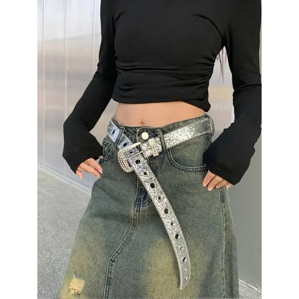 Y2K Rhinestone Studded Belt for Women