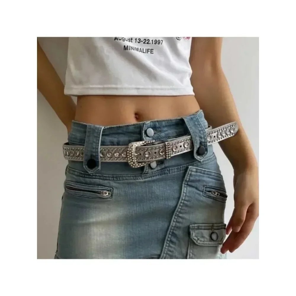 Y2K Rhinestone Studded Belt for Women