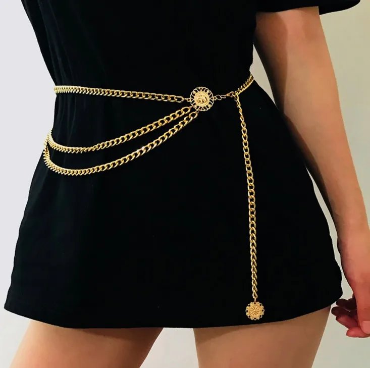 Chain Waist Belt for Women with Gold & Silver Details Chain Waist Belt for Women with Gold & Silver Details