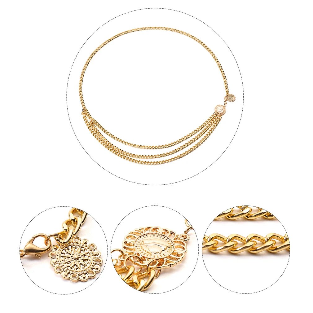 Chain Waist Belt for Women with Gold & Silver Details Chain Waist Belt for Women with Gold & Silver Details