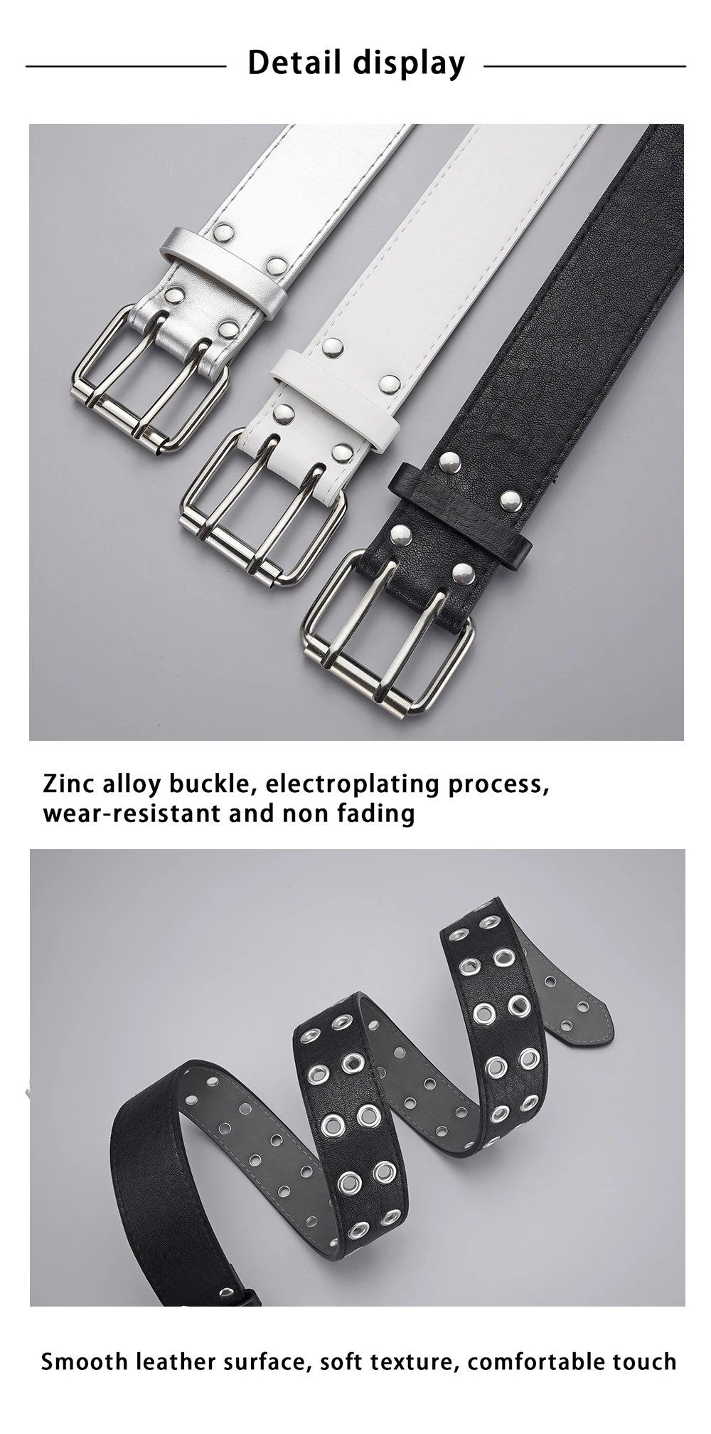 Y2K Double Grommet Punk Belt for Women Y2K Double Grommet Punk Belt for Women