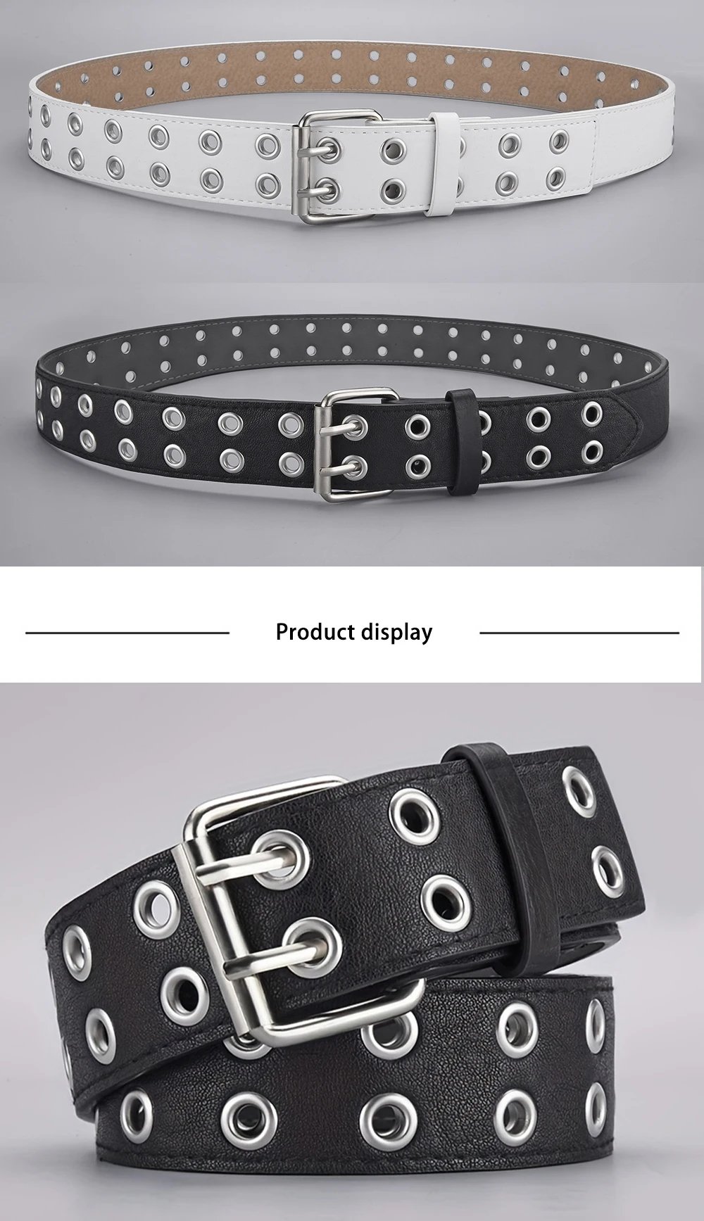 Y2K Double Grommet Punk Belt for Women Y2K Double Grommet Punk Belt for Women