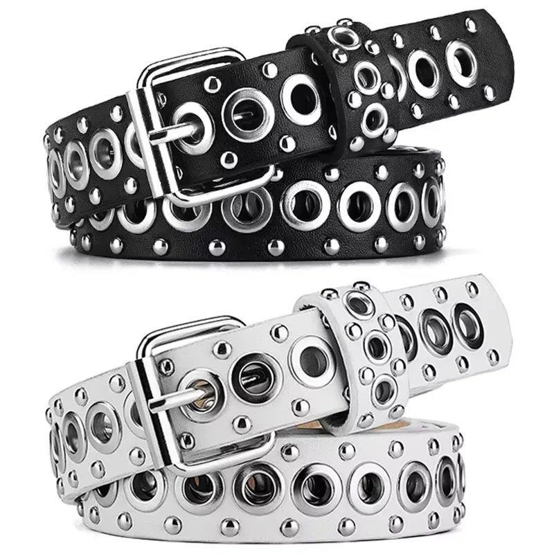 Punk Rivet PU Leather Belt for Women Y2K Street Style Punk Rivet PU Leather Belt for Women Y2K Street Style