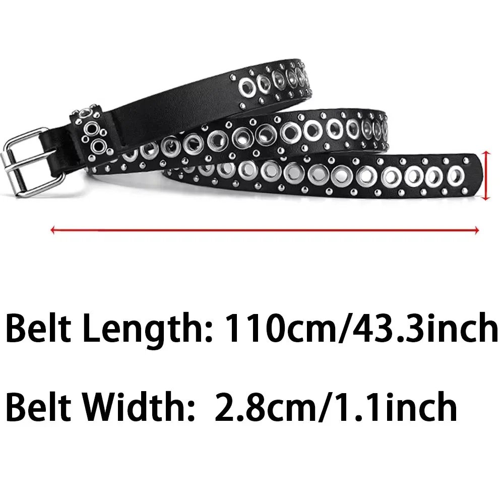 Punk Rivet PU Leather Belt for Women Y2K Street Style Punk Rivet PU Leather Belt for Women Y2K Street Style