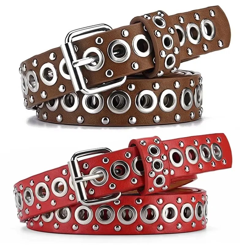 Punk Rivet PU Leather Belt for Women Y2K Street Style Punk Rivet PU Leather Belt for Women Y2K Street Style