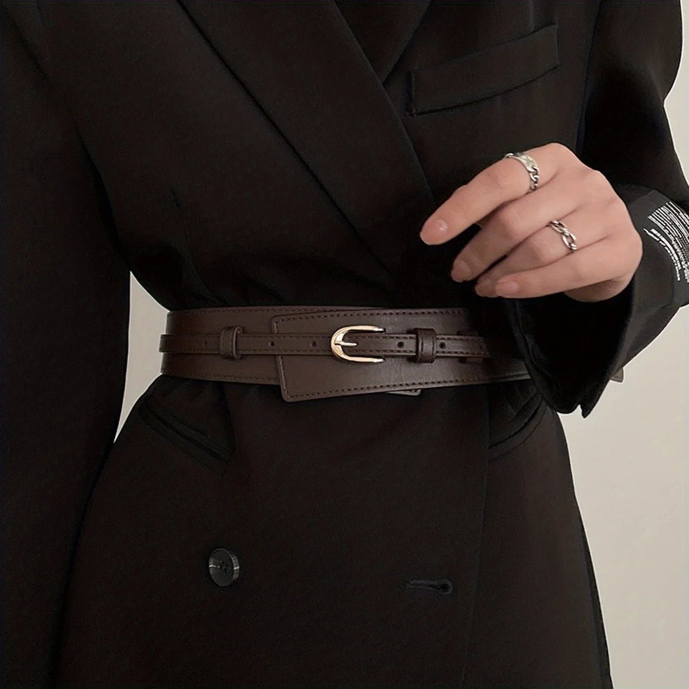 Elegant PU Leather Coat Belt for Women with Buckle