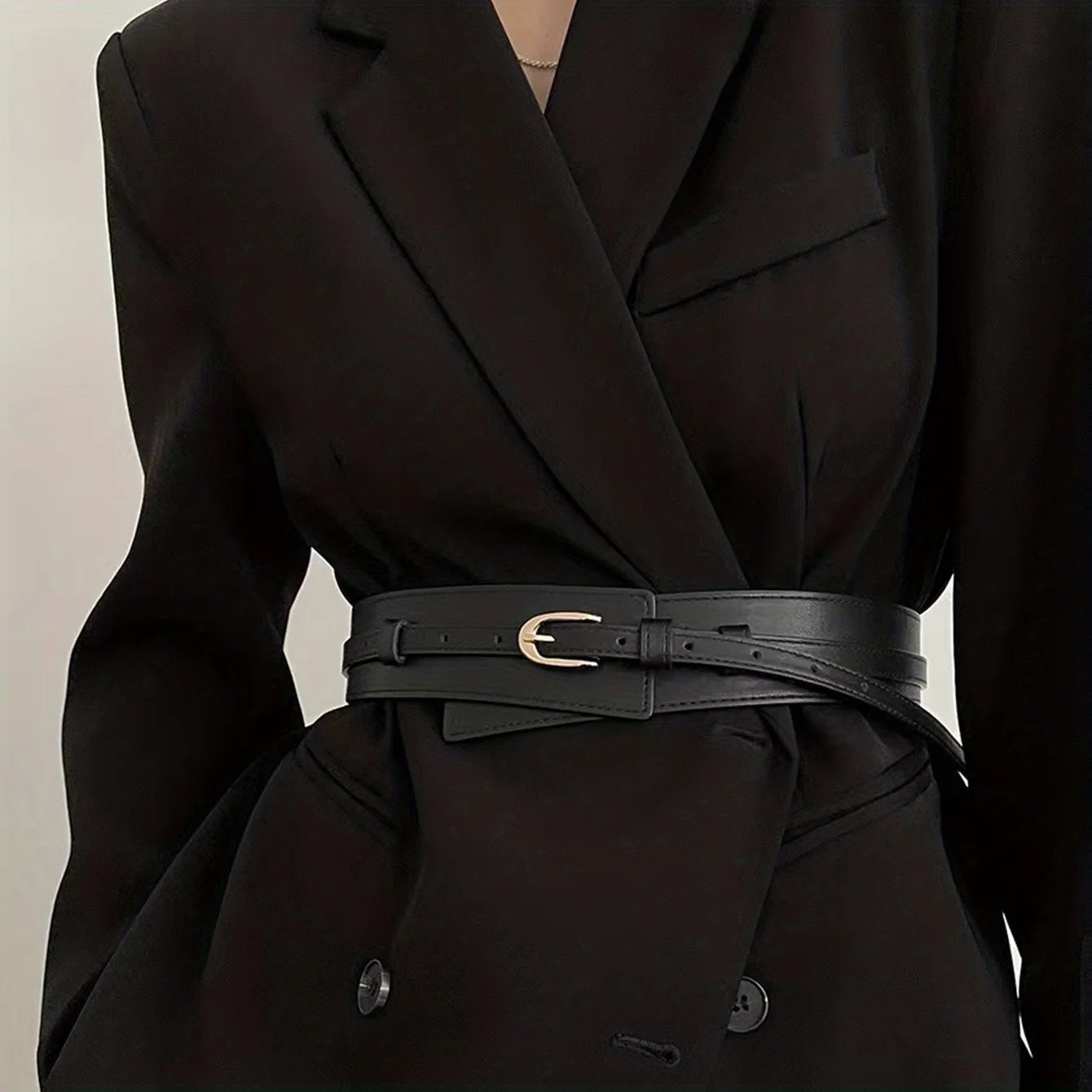 Elegant PU Leather Coat Belt for Women with Buckle