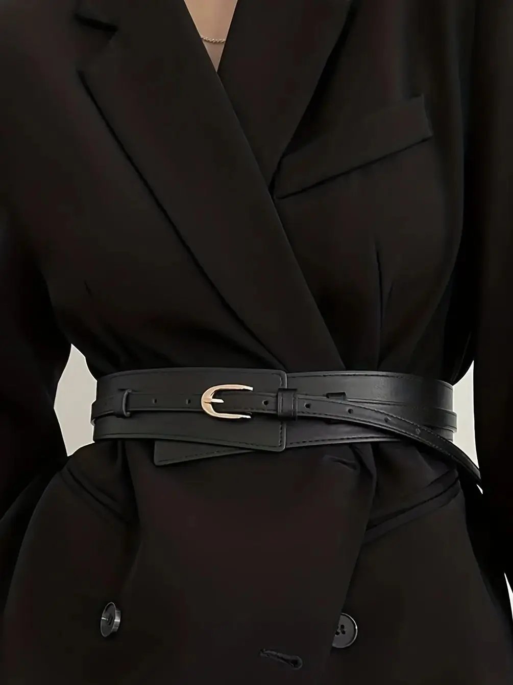 Elegant PU Leather Coat Belt for Women with Buckle