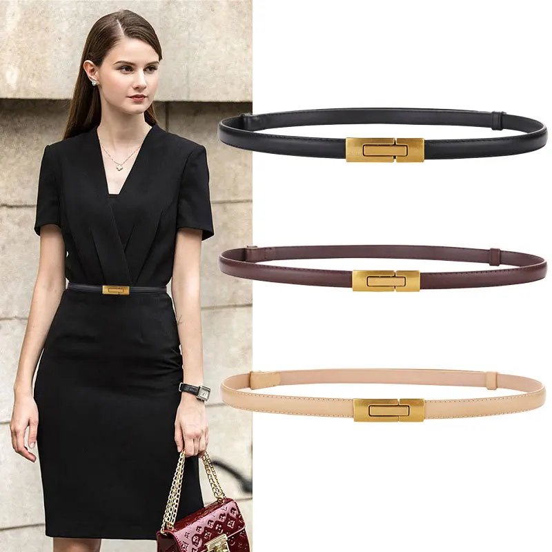 Skinny Faux Leather Belt for Women | Elegant Dress Accessory