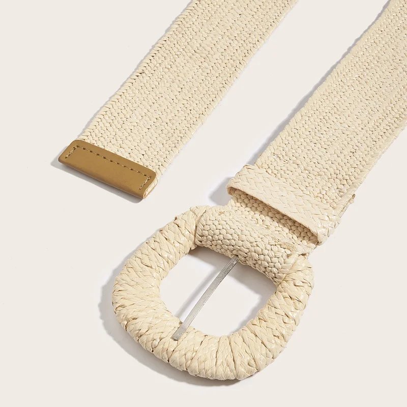 Women Boho Braided Straw Waist Belt Women Boho Braided Straw Waist Belt
