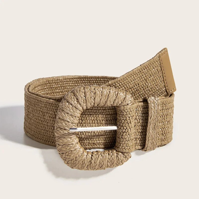 Women Boho Braided Straw Waist Belt Women Boho Braided Straw Waist Belt