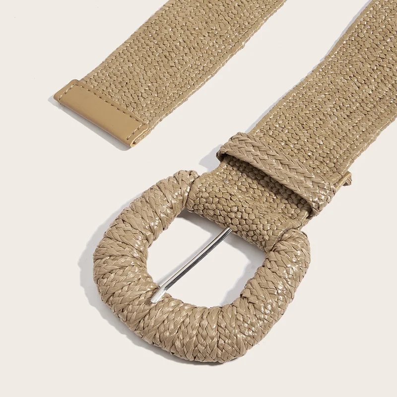 Women Boho Braided Straw Waist Belt Women Boho Braided Straw Waist Belt