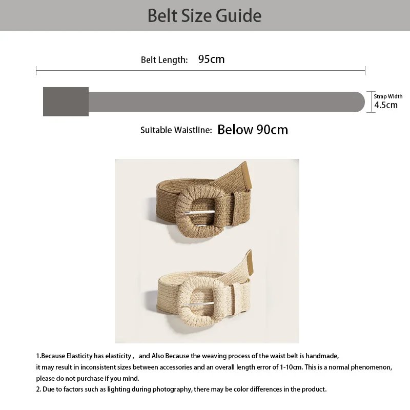 Women Boho Braided Straw Waist Belt Women Boho Braided Straw Waist Belt