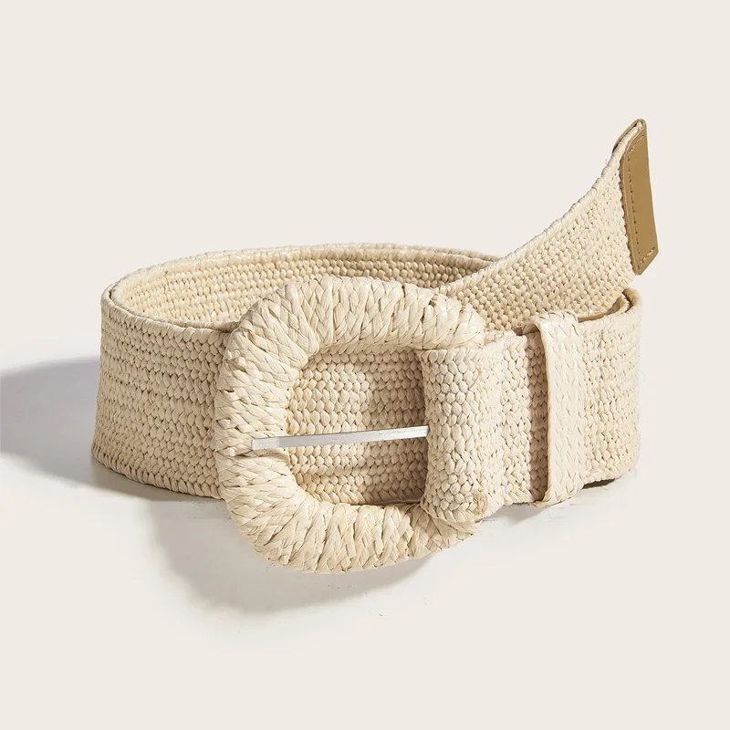 Women Boho Braided Straw Waist Belt Women Boho Braided Straw Waist Belt