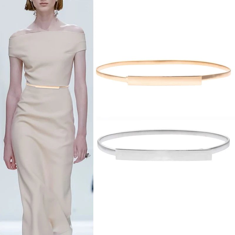 Women Elastic Gold Chain Belt for Dress & Waist