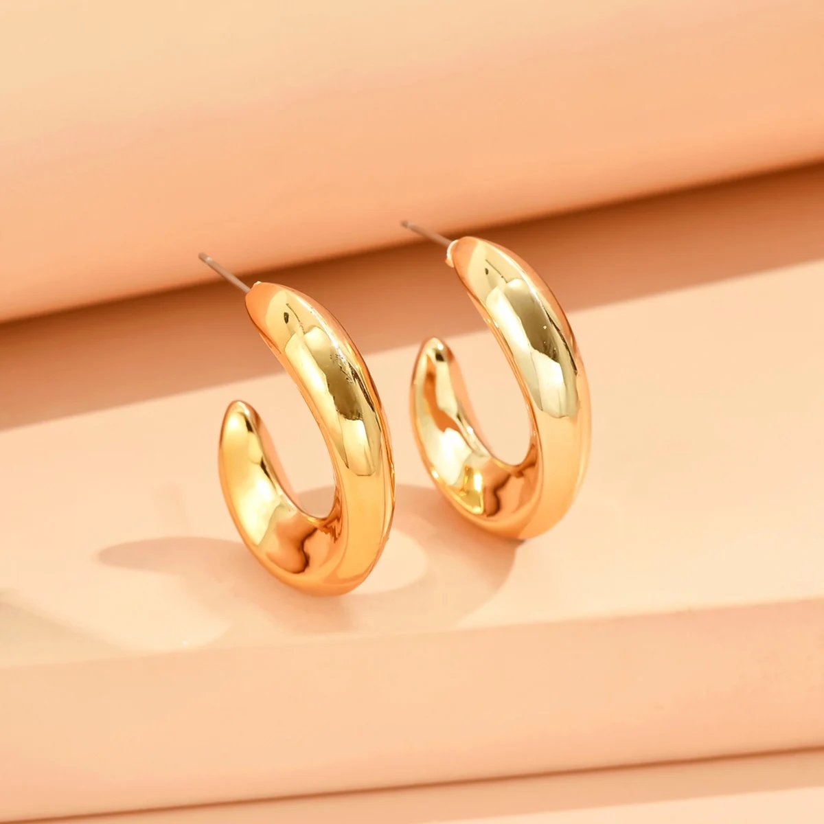 Gold Geometric Earrings – Irregular Textured Studs Gold Geometric Earrings – Irregular Textured Studs