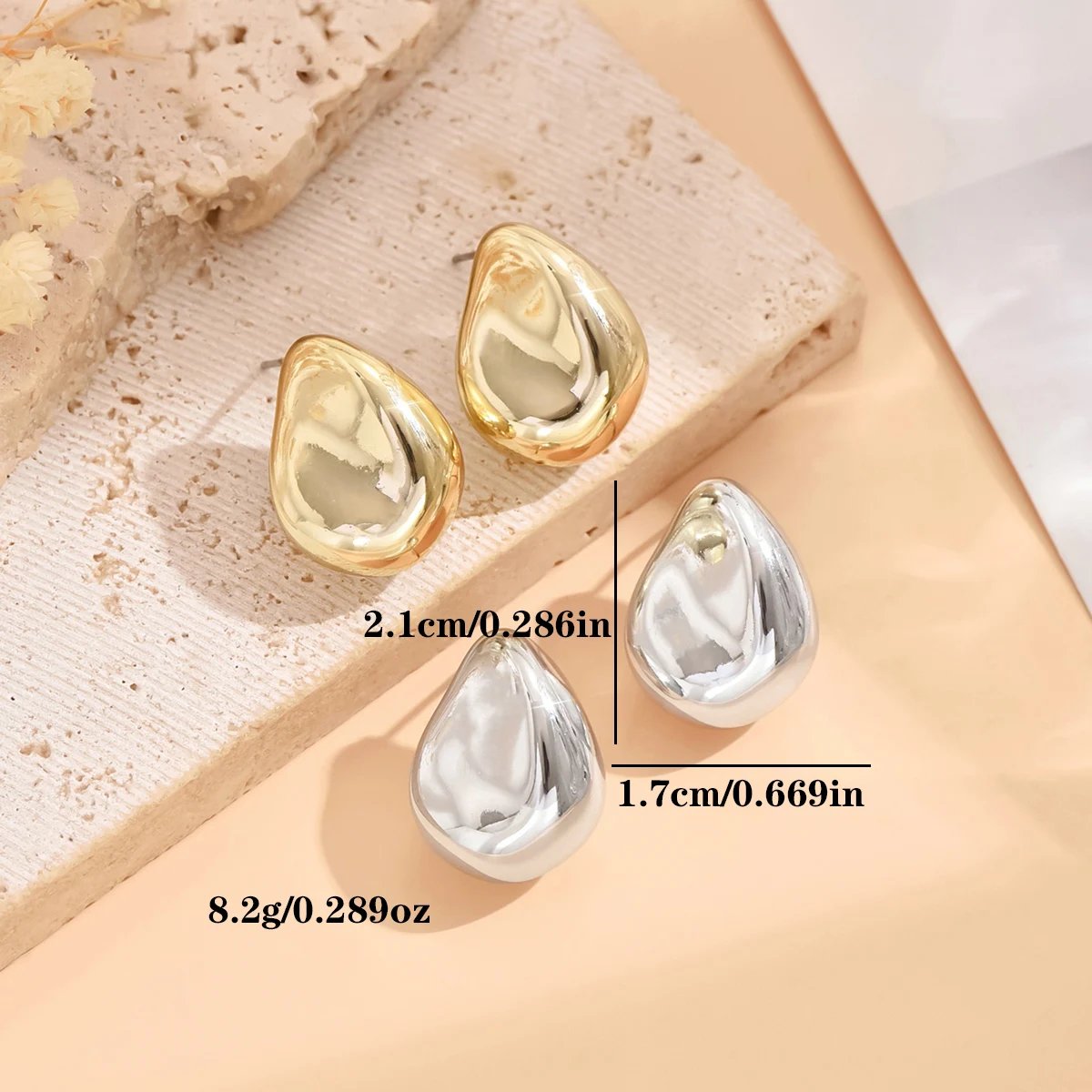 Gold Geometric Earrings – Irregular Textured Studs Gold Geometric Earrings – Irregular Textured Studs