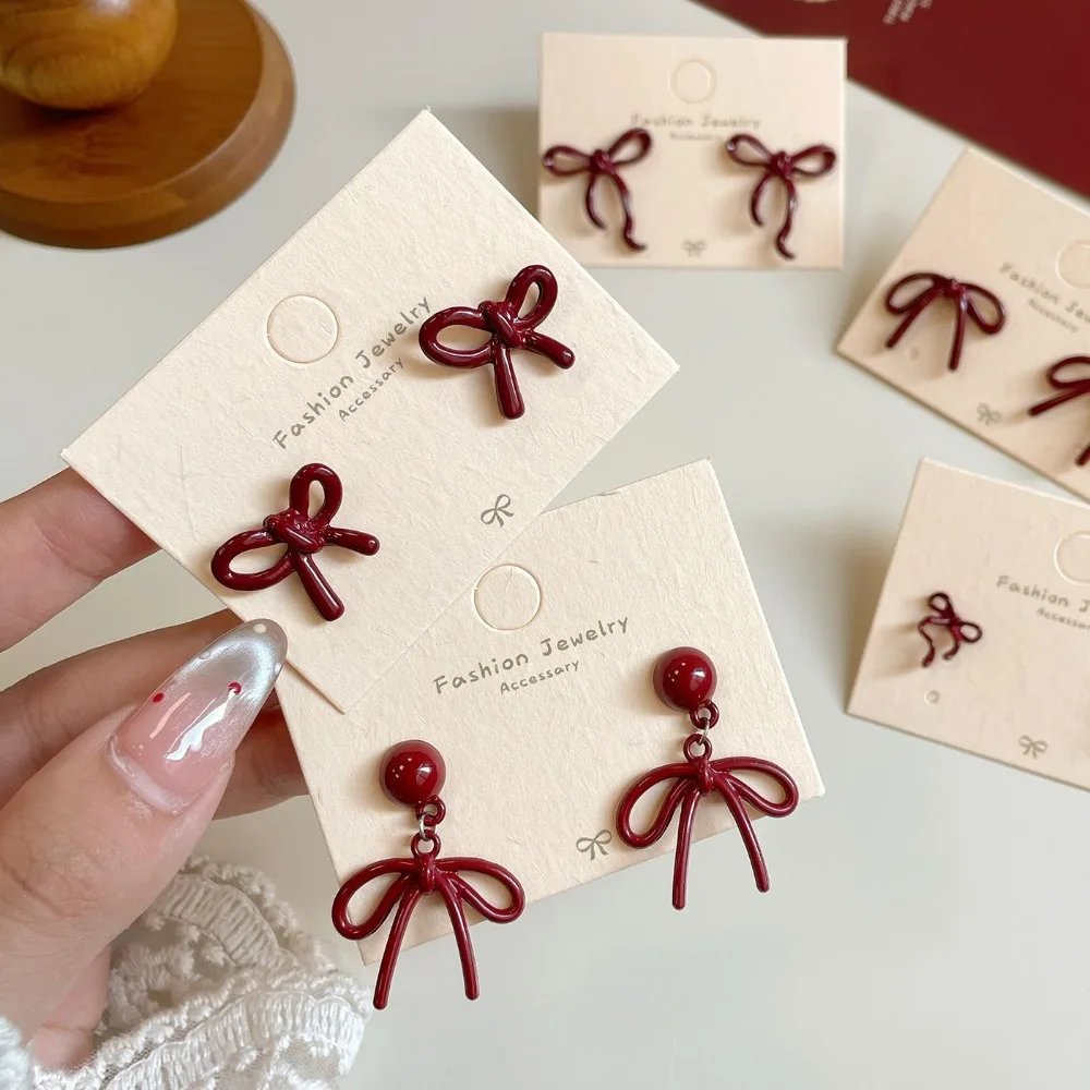 Bow Stud Earrings for Women – Elegant Red Ribbon Jewelry Bow Stud Earrings for Women – Elegant Red Ribbon Jewelry
