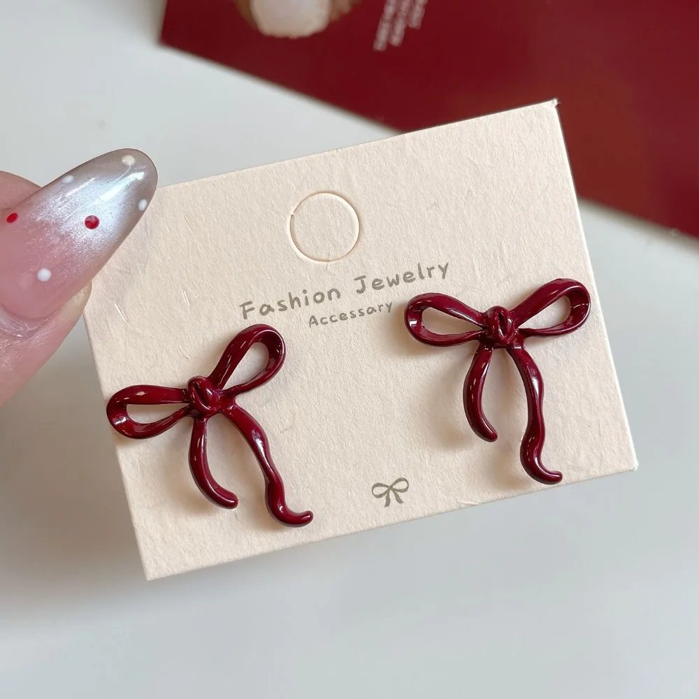 Bow Stud Earrings for Women – Elegant Red Ribbon Jewelry Bow Stud Earrings for Women – Elegant Red Ribbon Jewelry