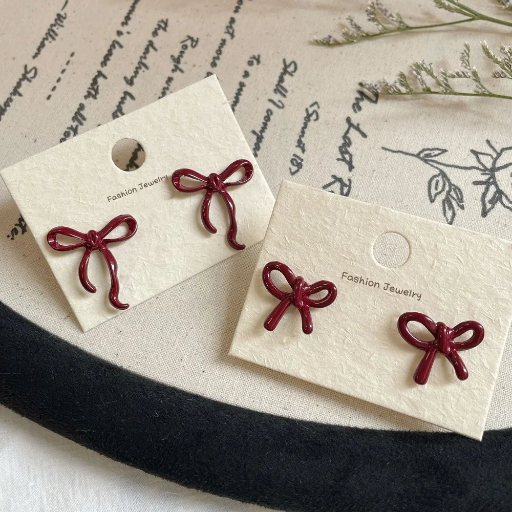 Bow Stud Earrings for Women – Elegant Red Ribbon Jewelry Bow Stud Earrings for Women – Elegant Red Ribbon Jewelry
