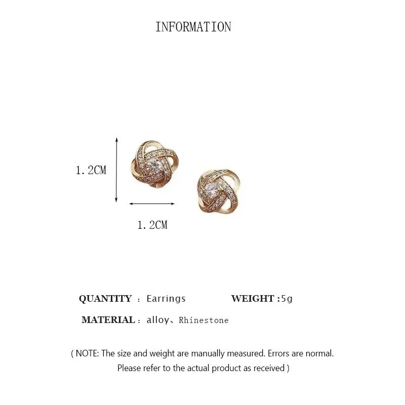 Zircon Heart Earrings – Crystal Knot Studs for Women