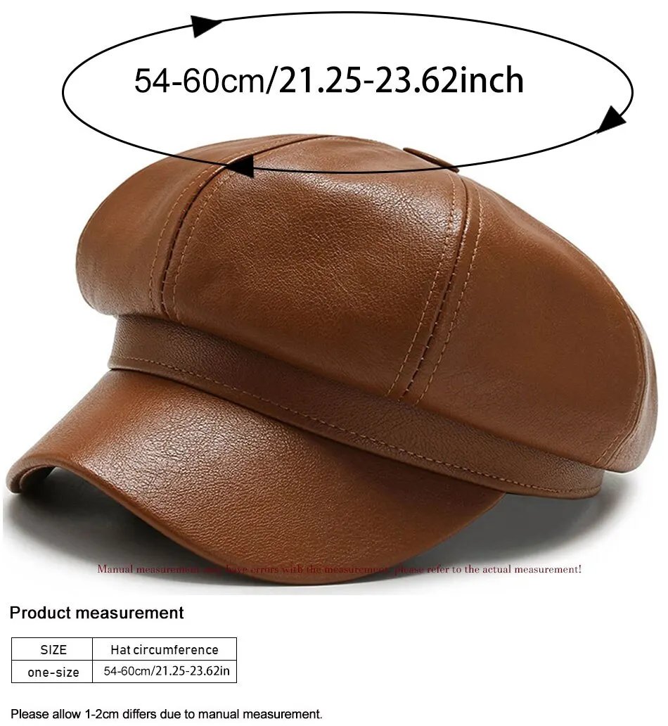 Women Retro PU Leather Octagonal Beret Hat Women Retro PU Leather Octagonal Beret Hat