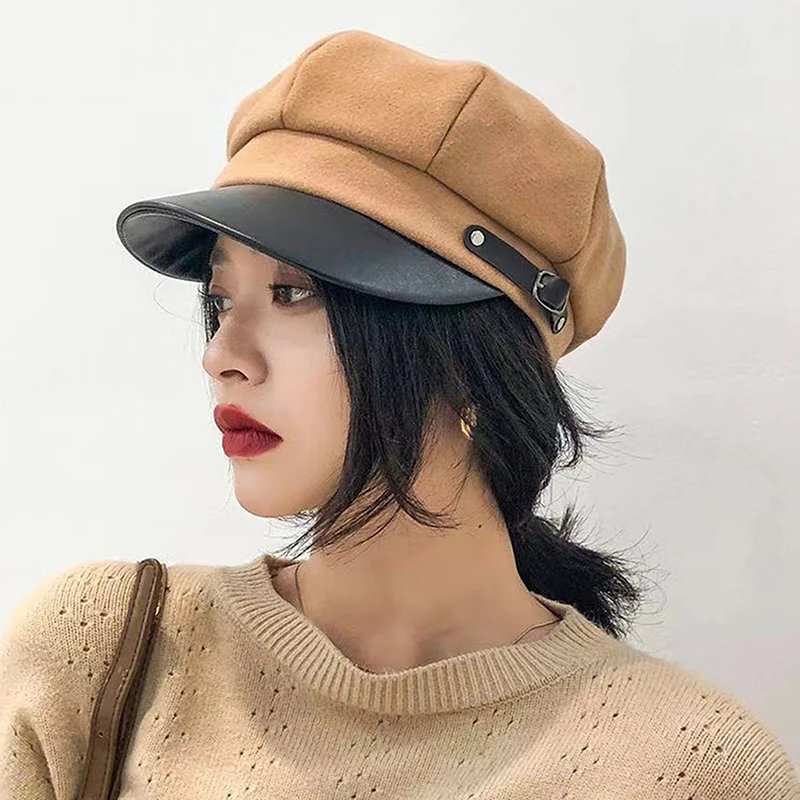 Vintage Wool Beret Newsboy Hat for Women