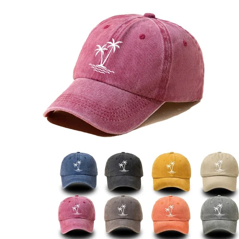 Vintage Palm Tree Cotton Baseball Cap Unisex