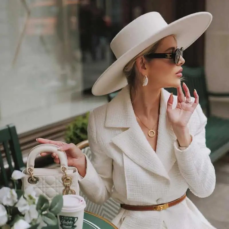 French Flat Top Fedora Hat for Women Elegant Style